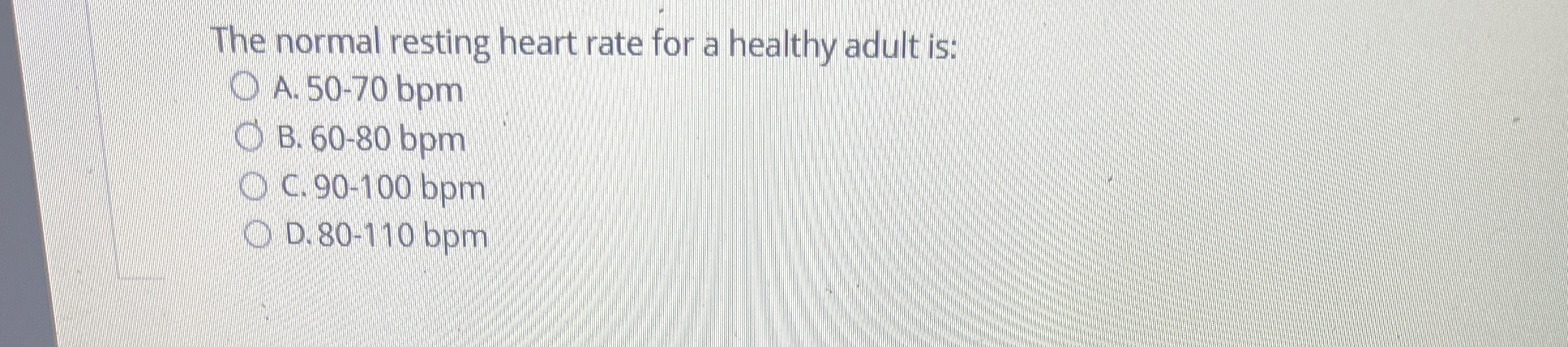 Solved The normal resting heart rate for a healthy adult