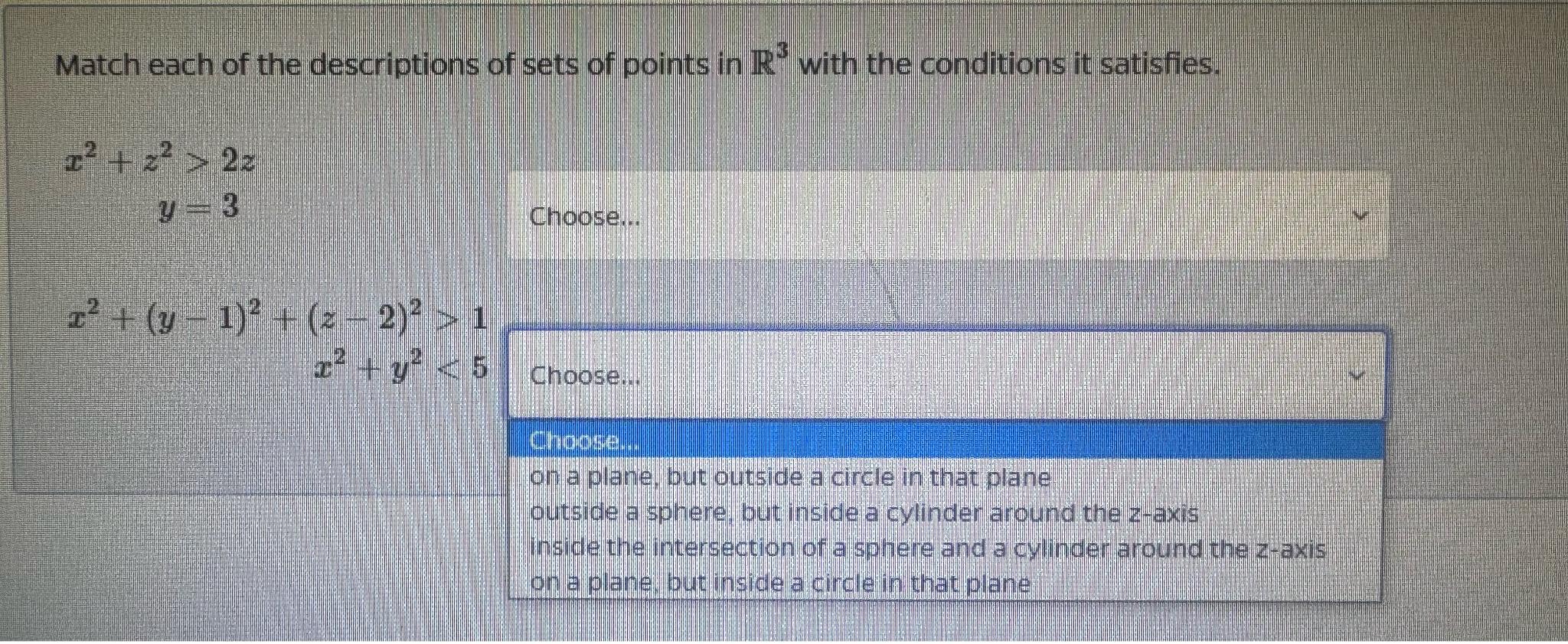 Solved Match Each Of The Descriptions Of Sets Of Points In