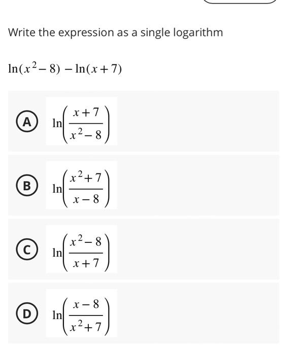 Solved Write the expression as a single logarithm | Chegg.com