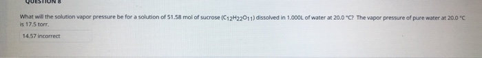 Solved QUESTION & What will the solution vapor pressure be | Chegg.com