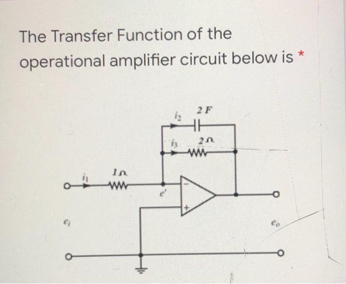Solved The Transfer Function of the operational amplifier | Chegg.com