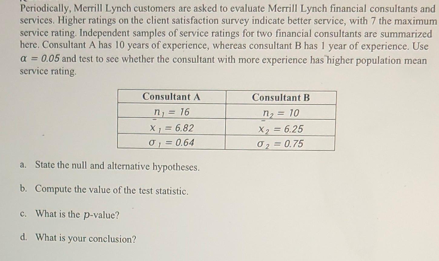 Solved Periodically, Merrill Lynch Customers Are Asked To | Chegg.com