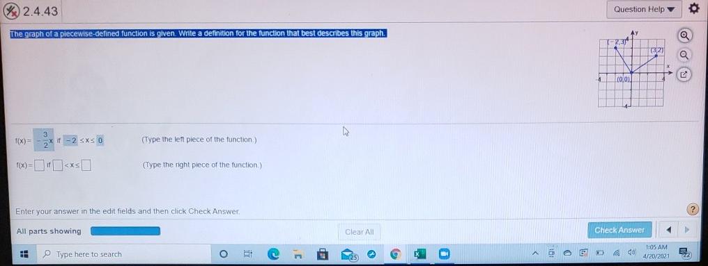 Solved 2.4.43 Question Help O The graph of a | Chegg.com
