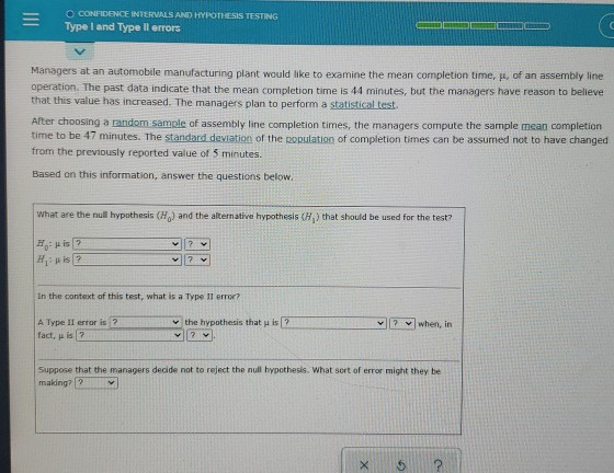 Solved O CONFIDENCE INTERVALS AND HYPOTHESIS TESTING Type I | Chegg.com