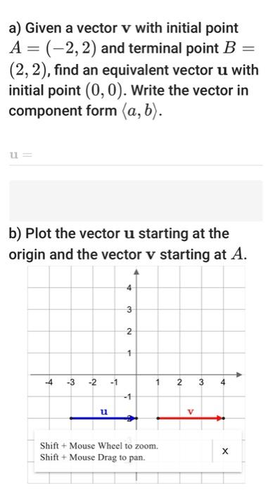 Solved a) Given vector V with initial point A=(-2,2) and | Chegg.com
