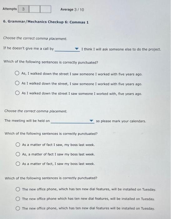 Choose the correct comma placement. If he doesn't | Chegg.com