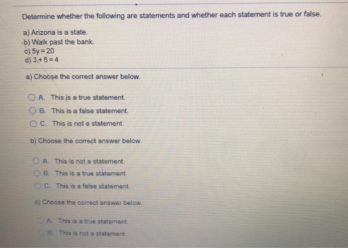 Solved Determine whether the following are statements and | Chegg.com