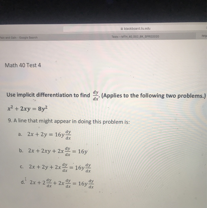 Solved blackboard.liu.edu Pain and Gain Google Search
