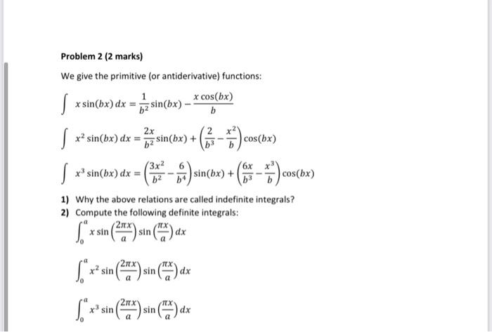 Solved Problem 2 (2 marks) We give the primitive (or | Chegg.com