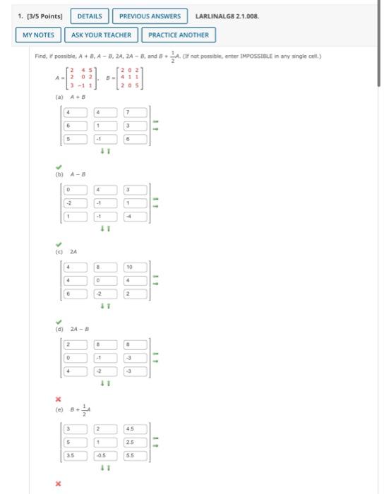 Solved Find, If Possible, A+B,A−B,2A,2A−B, And B+21A, (If | Chegg.com