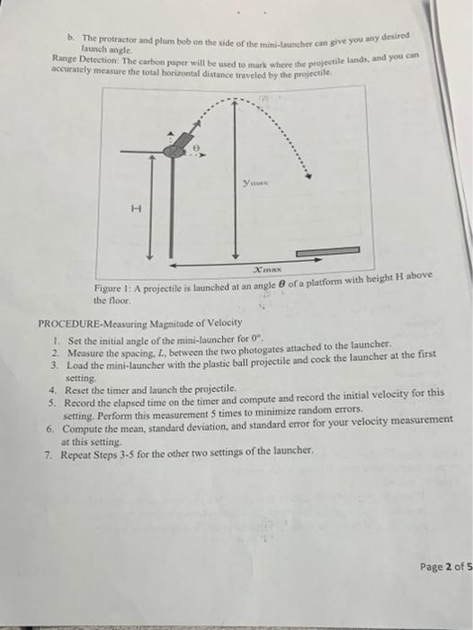PHYS 2110 GENERAL PHYSICS I LABORATORY Projectile | Chegg.com