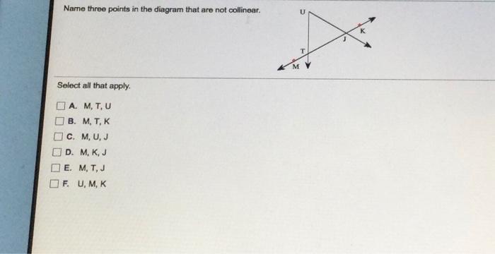 Solved Name Three Points In The Diagram That Are Not Coll Chegg Com