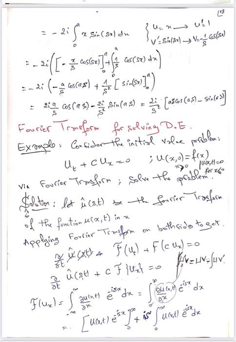 Solved Forrier Transform Q1 Consider The Heat Equation U Chegg Com