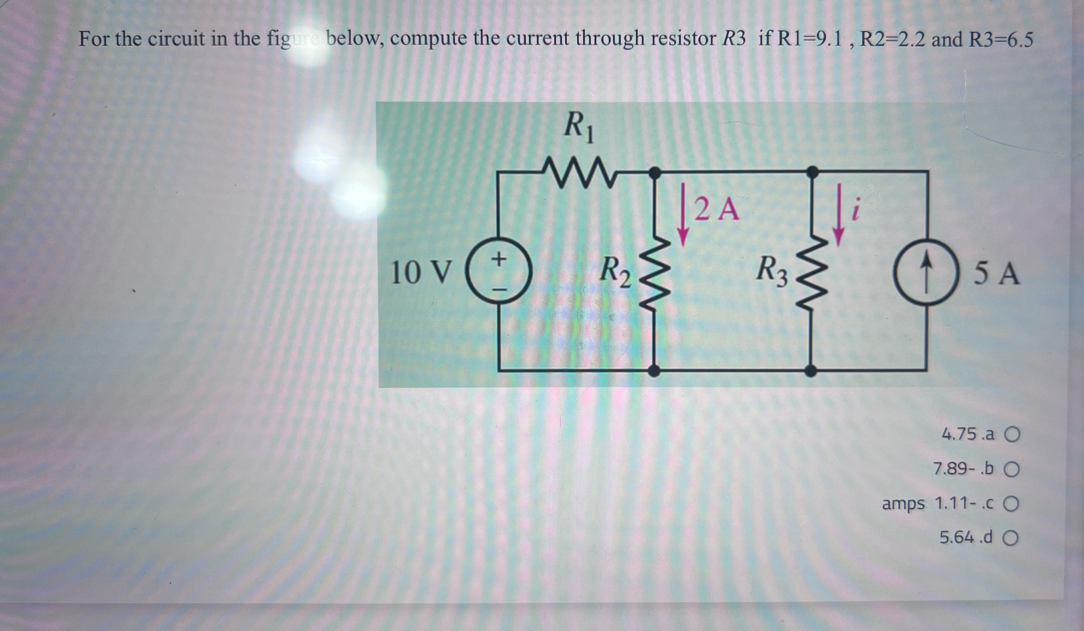 Solved For the circuit in the fig below, compute the current | Chegg.com