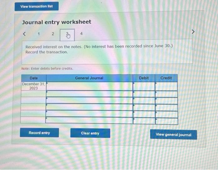 Solved Journal entry worksheet Received interest on the | Chegg.com