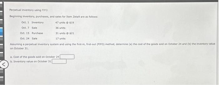 Solved Perpetual inventory using FIFO Beginning inventory, | Chegg.com