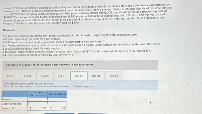 Solved Harper Chicken Corporation processes and packages | Chegg.com