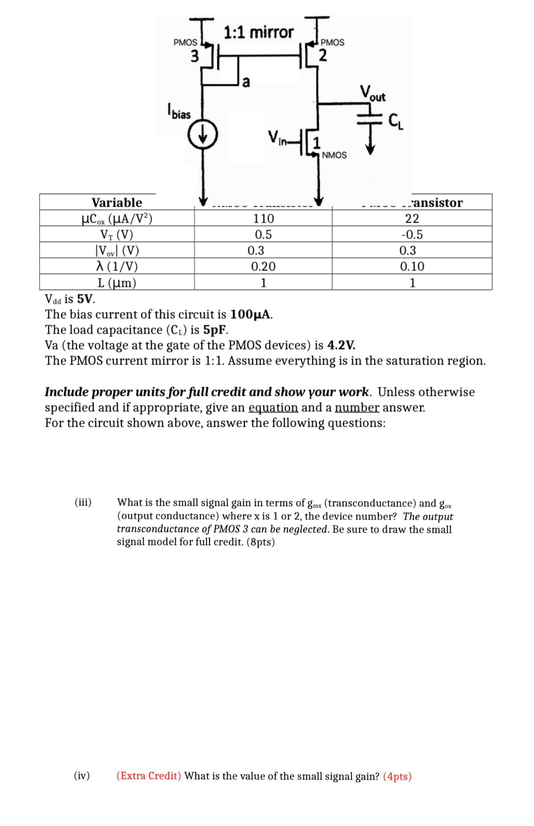 Vdd ﻿is 5v The Bias Current Of This Circuit Is