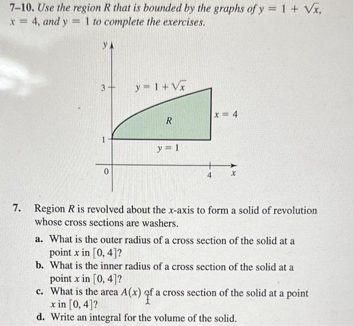 Solved 7-10. Use the region R that is bounded by the graphs | Chegg.com
