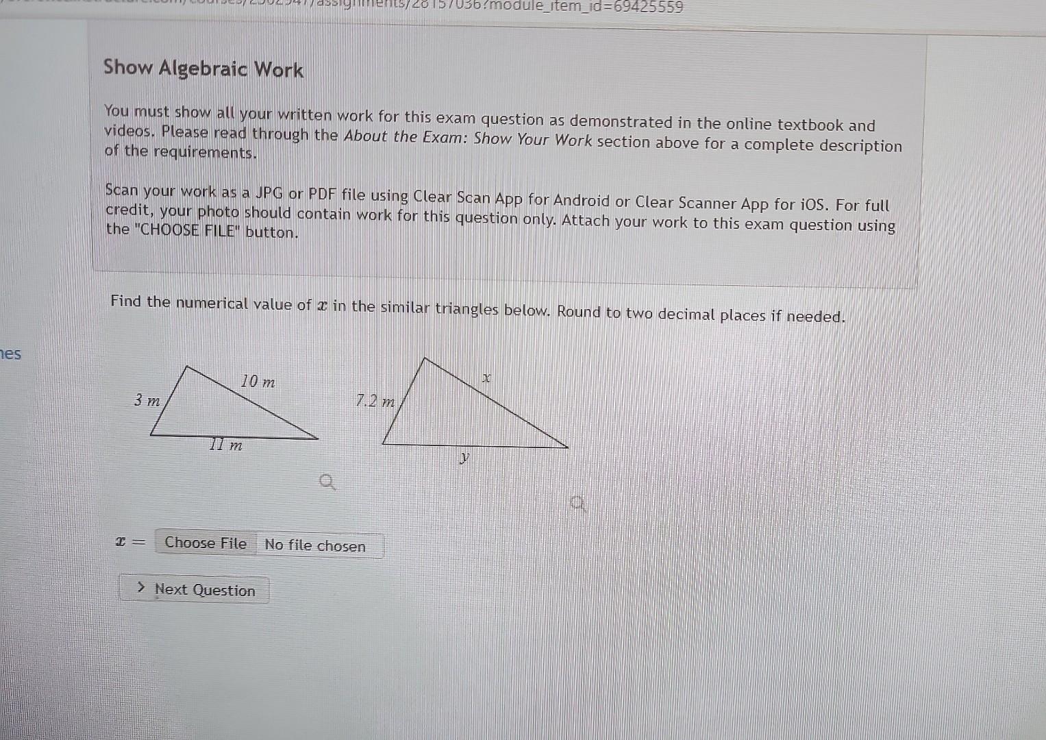 Solved Show Algebraic Work You must show all your written | Chegg.com