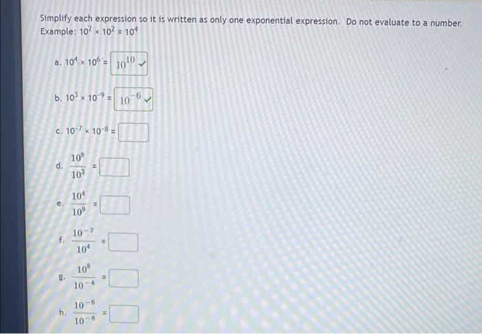 Solved Simplify each expression so it is written as only one | Chegg.com
