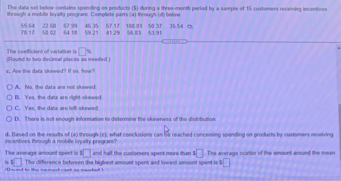 Solved The data set below contains spending on products (5) | Chegg.com