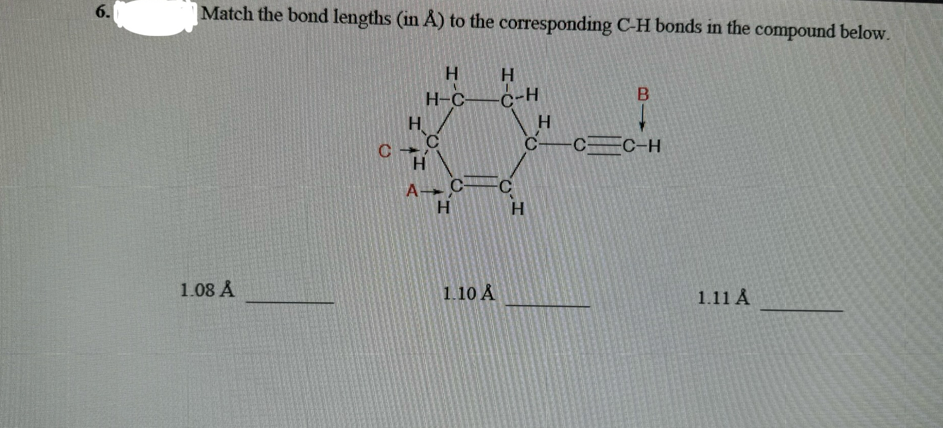 Solved Match the bond lengths (in Å ) ﻿to the corresponding | Chegg.com