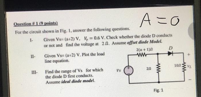 Solved Question #1 (9 points) For the circuit shown in Fig. | Chegg.com