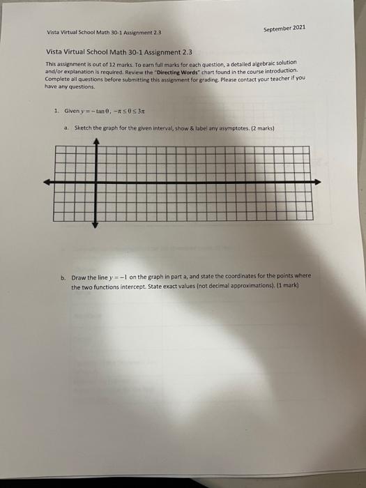 Solved Vista Virtual School Math 30-1 Assignment 23 | Chegg.com
