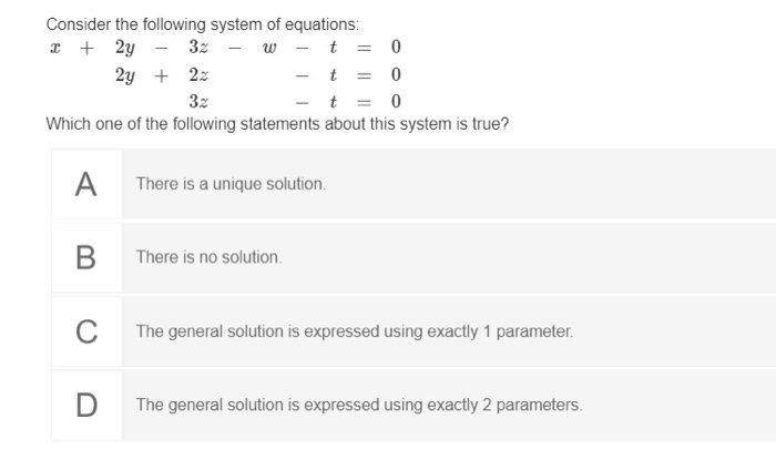 Solved Consider the following system of equations: 2 + 2y - | Chegg.com