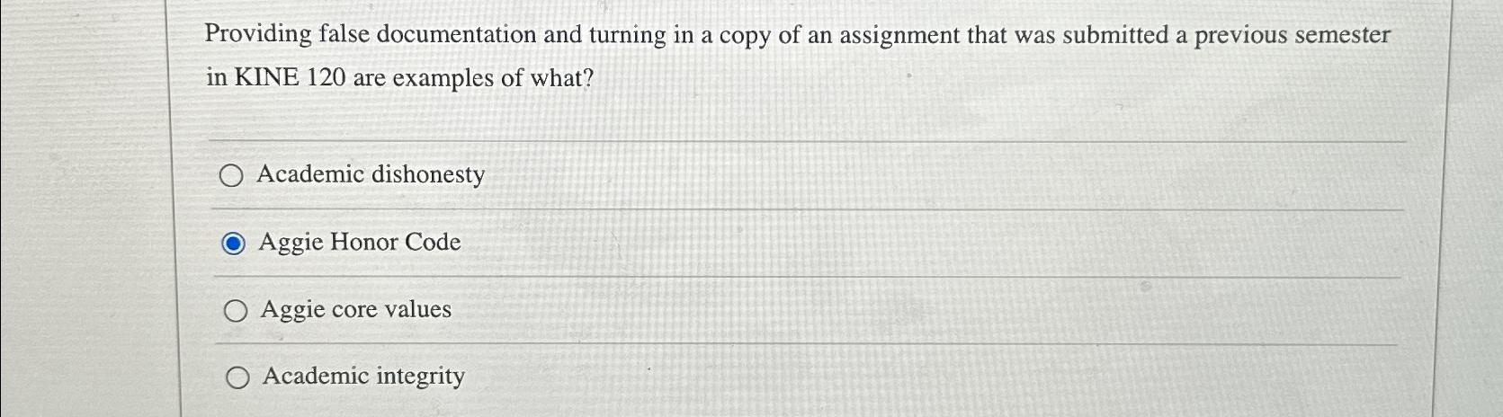 Solved Providing false documentation and turning in a copy | Chegg.com