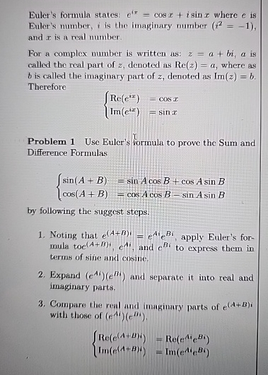 Solved Euler's formula states: eir=cosx+isinx ﻿where c ﻿is | Chegg.com