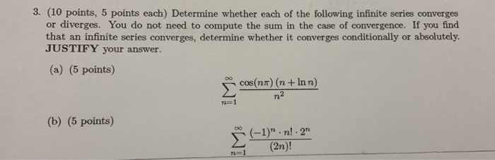 Solved 3. (10 points, 5 points each) Determine whether each | Chegg.com