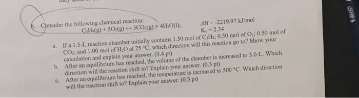 Solved 0805 6. Consider the following chemical reaction: | Chegg.com