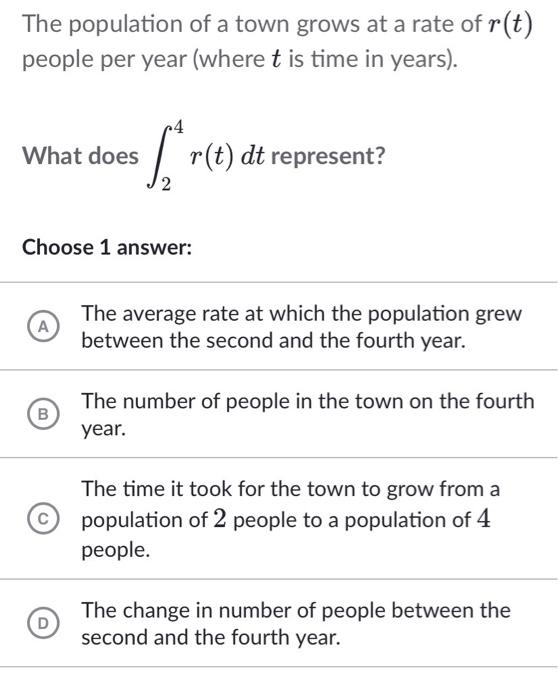 Solved The population of a town grows at a rate of r(t) | Chegg.com