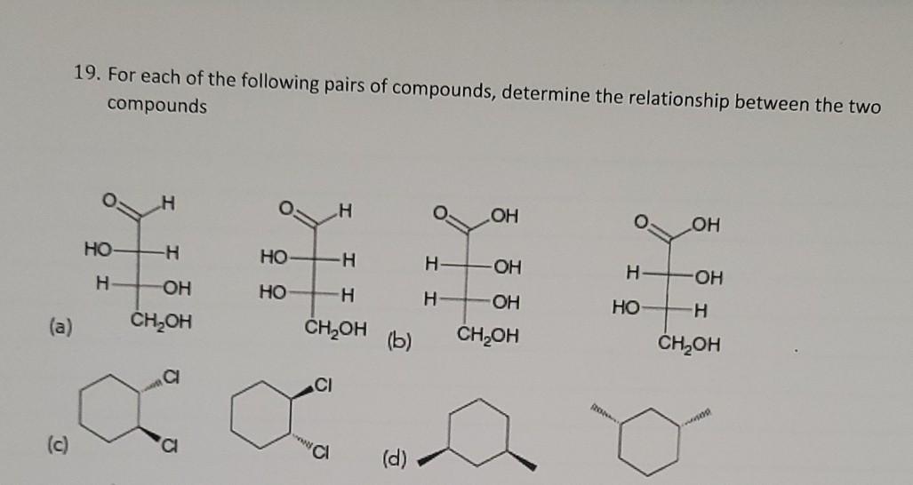 Solved 19. For each of the following pairs of compounds, | Chegg.com