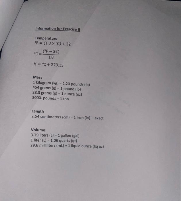 Solved Mensurements For each of the following problems, show | Chegg.com