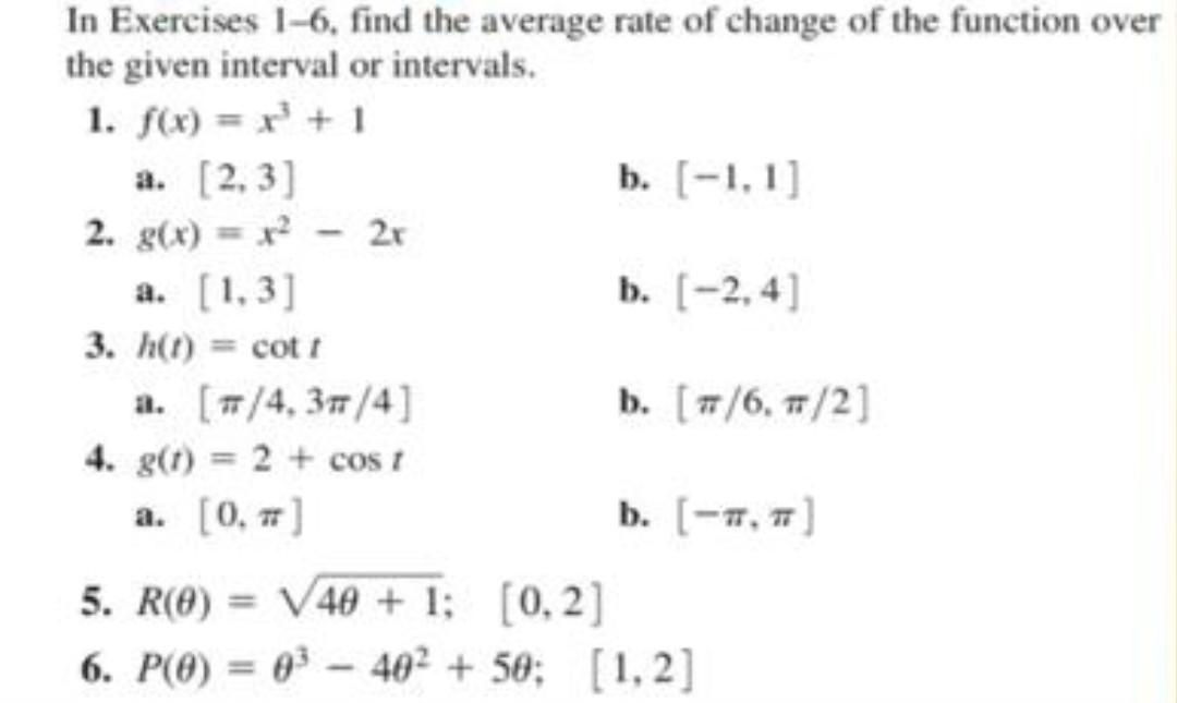 how to find average rate of change between two intervals