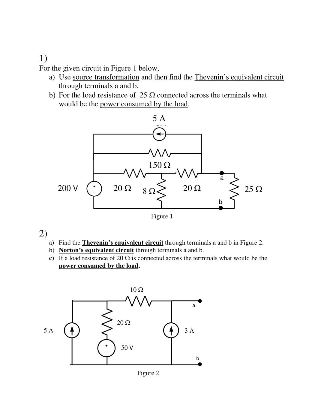Solved 1) For the given circuit in Figure 1 below, a) Use | Chegg.com