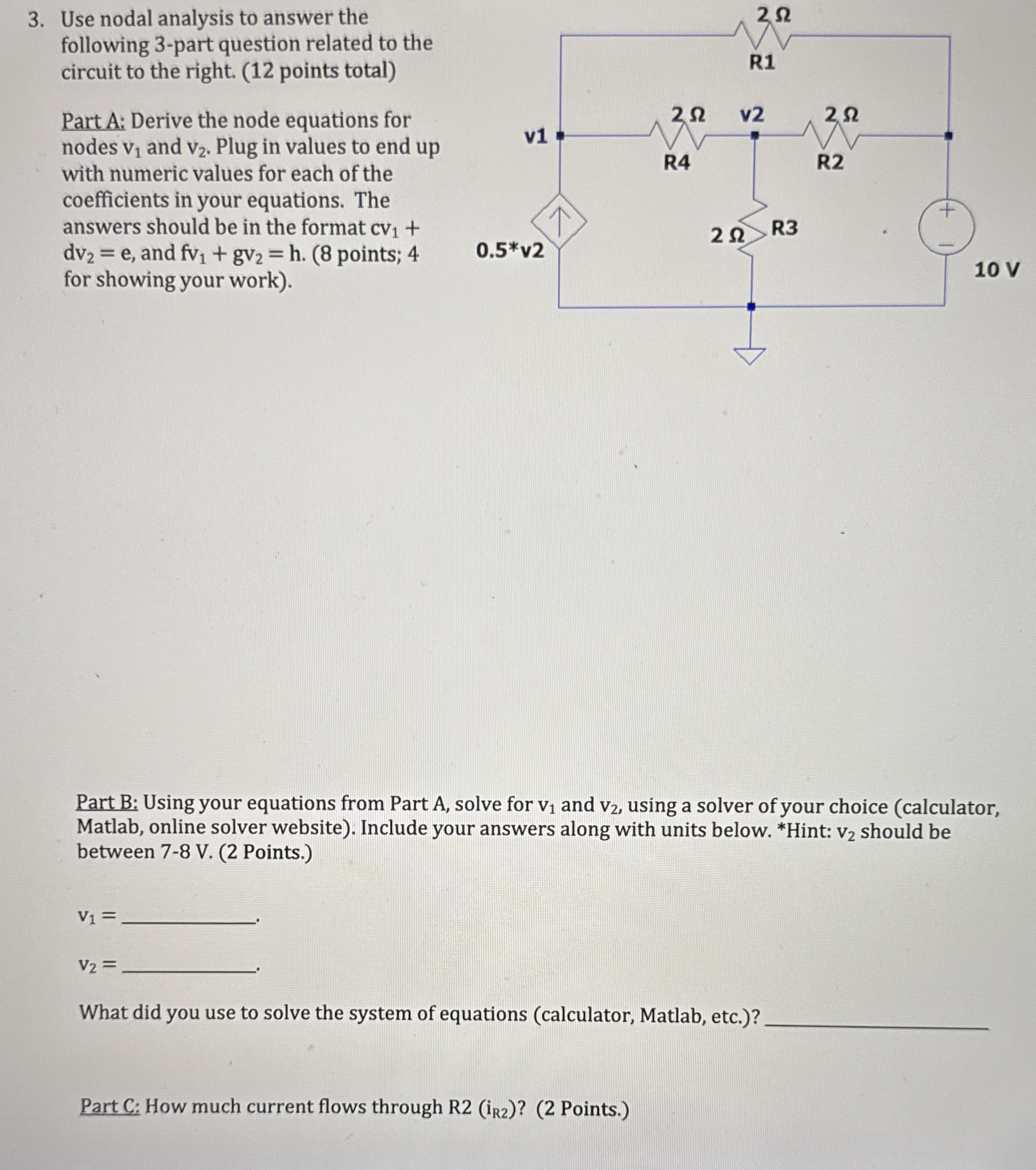 Solved Use nodal analysis to answer the following 3 -part | Chegg.com