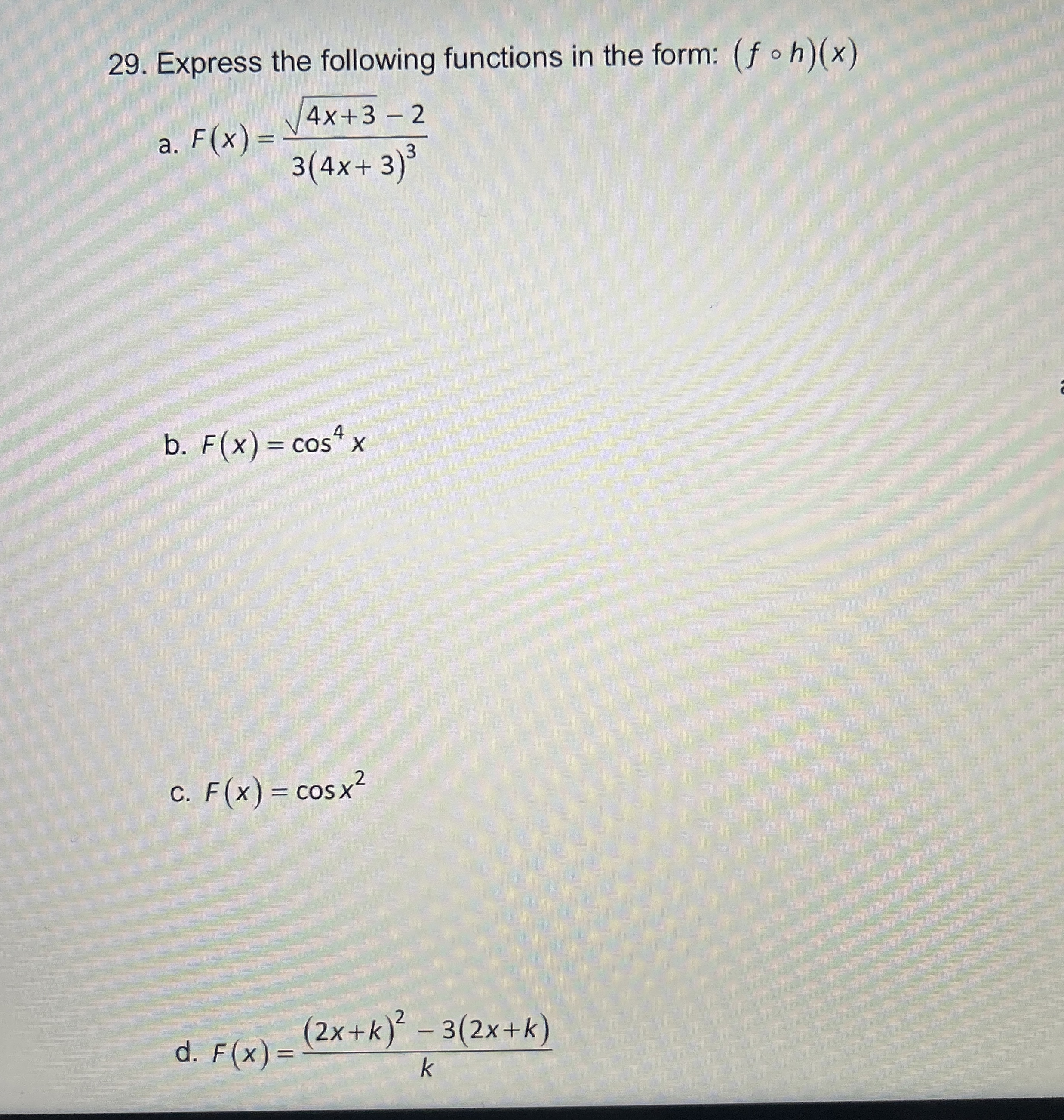 Solved Express the following functions in the form: | Chegg.com