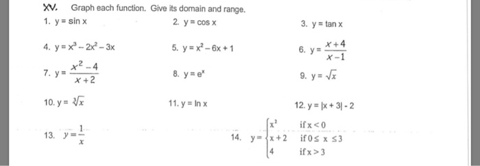 Solved Graph Each Function Give Its Domain And Range 1 Y Chegg Com