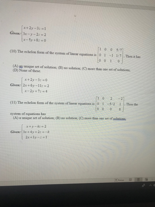 Solved X 2y 3 1 Given 3x Y 2 2 X 5y 8 0 1 0 0 Chegg Com