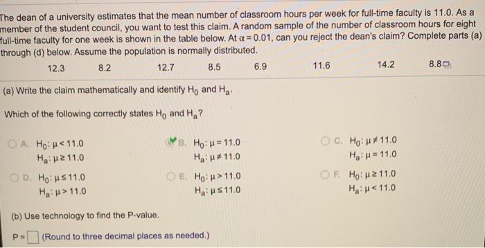 Solved The dean of a university estimates that the mean | Chegg.com