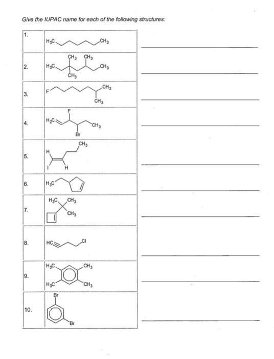 Solved Give The IUPAC Name For Each Of The Following | Chegg.com