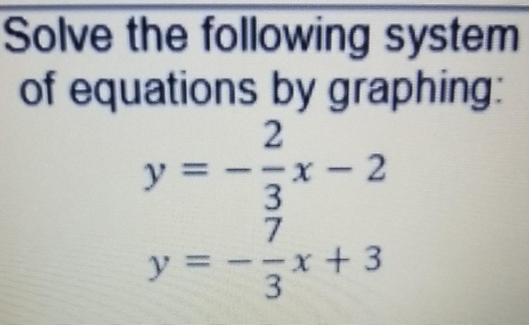 solve the system of equations by graphing. 2x−3y=0 4x−6y=3