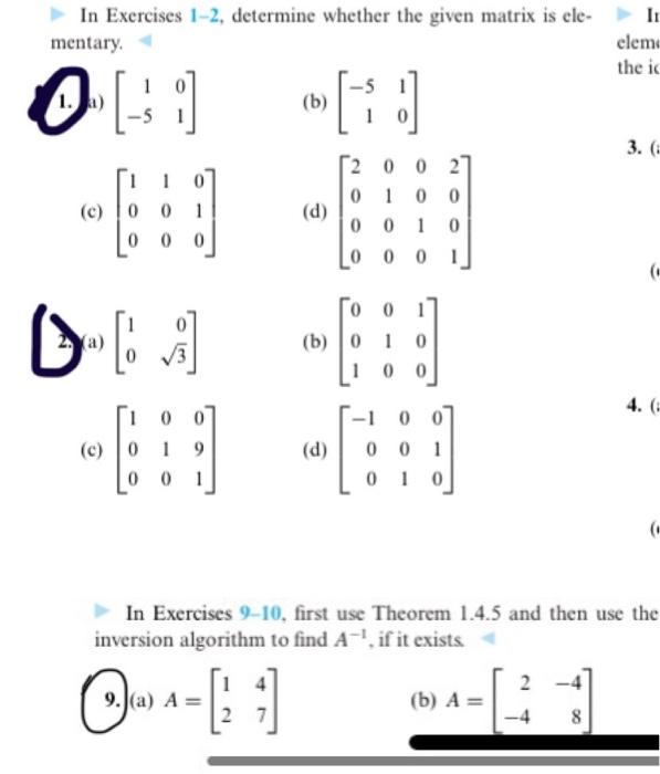 Solved In Exercises 1-2, determine whether the given matrix | Chegg.com