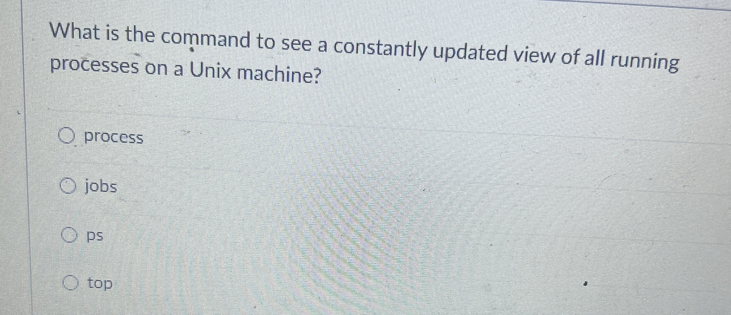 Solved What is the command to see a constantly updated view | Chegg.com