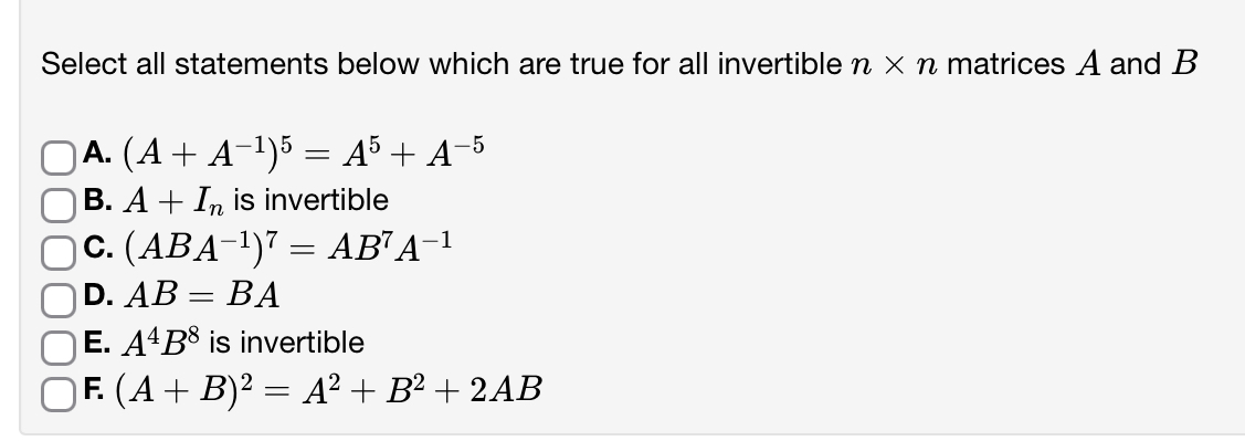 Solved Select all statements below which are true for all | Chegg.com