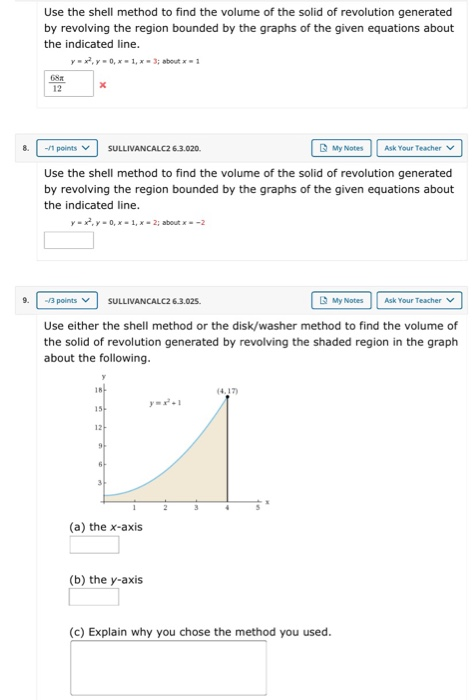 Solved Use the shell method to find the volume of the solid | Chegg.com